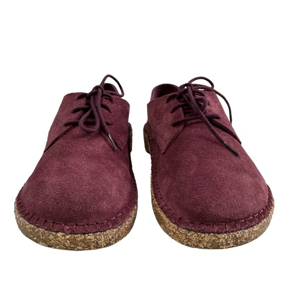 NWOB Birkenstock Gary Maroon Suede Leather Lace-Up Derby Shoes Women's Size 5 - Picture 7 of 16